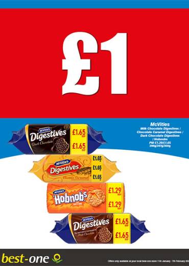 McVities Milk Chocolate Digestives / Chocolate Caramel Digestives / Dark Chocolate Digestives / Hobnobs PM £1.29/£1.65